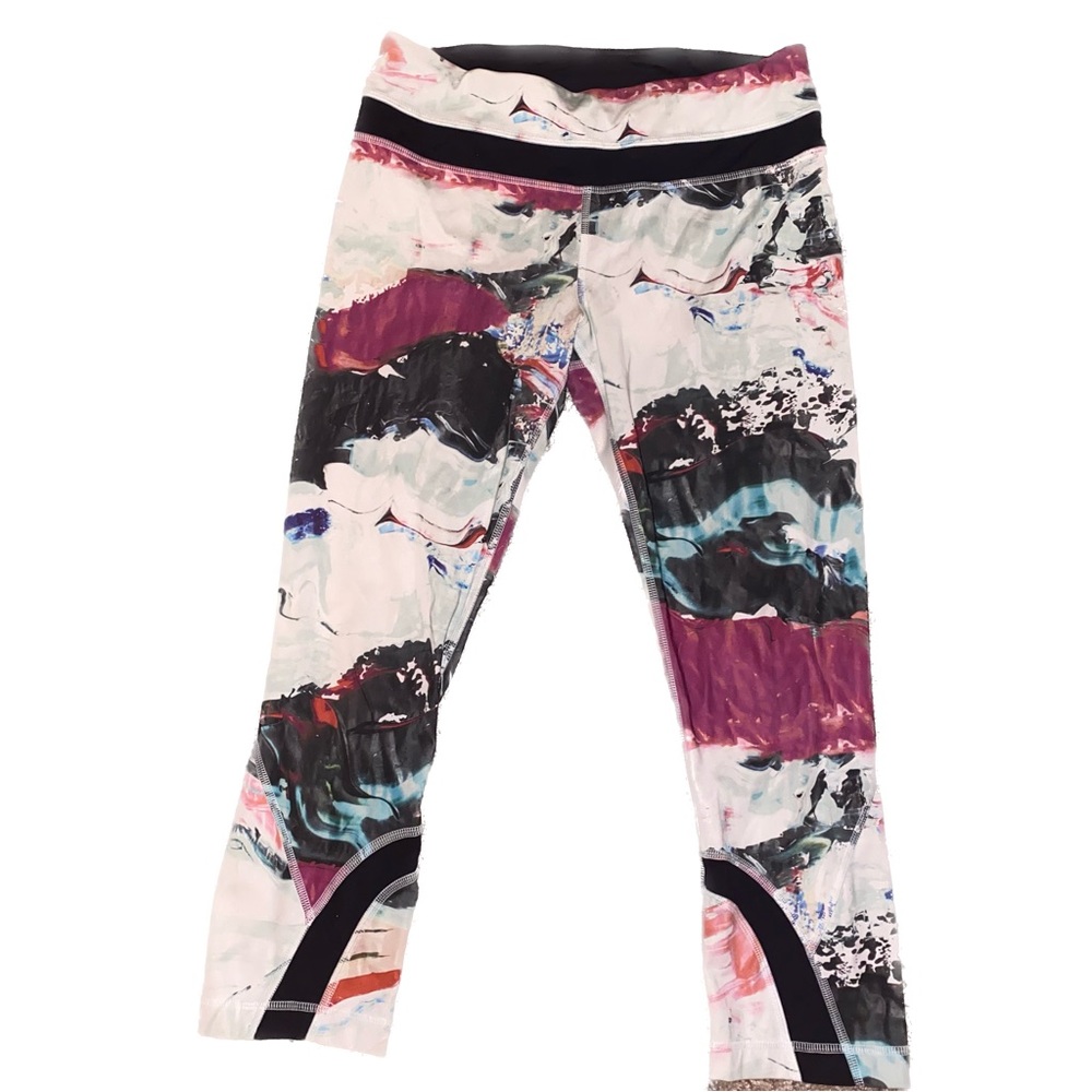 Lululemon High Times Full On Luon Pigment Wave Multicolor Crop Leggings